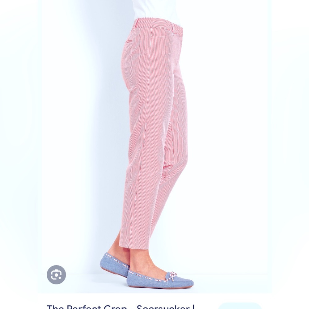 Talbots NWT red and white seersucker crop pants 24W